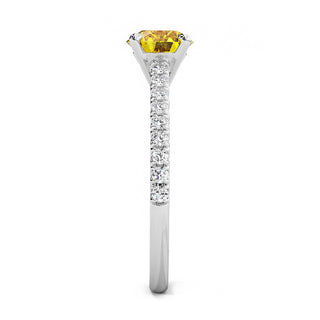 Bague Vendôme Diamant Jaune Rond, diamant de laboratoire jaune, or blanc 18 carats ou platine 950 — Maison Laveran Paris