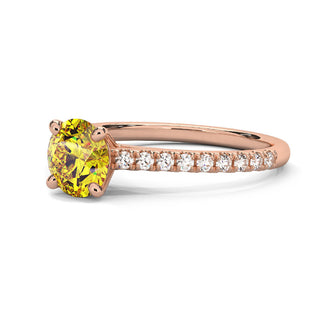 Bague Vendôme Diamant Jaune Rond, diamant de laboratoire jaune, or rose 18 carats — Maison Laveran Paris