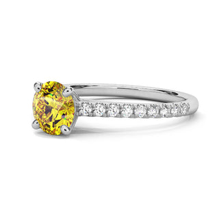 Bague Vendôme Diamant Jaune Rond, diamant de laboratoire jaune, or blanc 18 carats ou platine 950 — Maison Laveran Paris