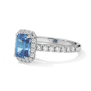 Bague Odéon Diamants Bleu Taille Emeraude