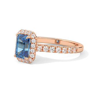Bague Odéon Diamants Bleu Taille Emeraude