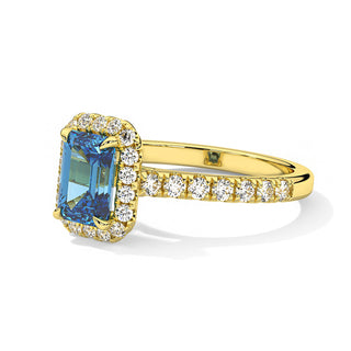Bague Odéon Diamants Bleu Taille Emeraude