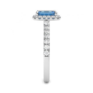 Bague Odéon Diamants Bleu Taille Emeraude