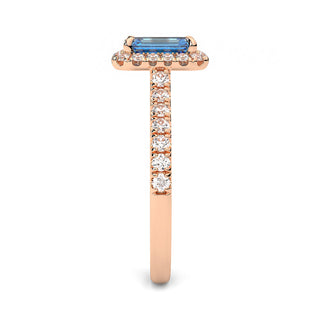 Bague Odéon Diamants Bleu Taille Emeraude