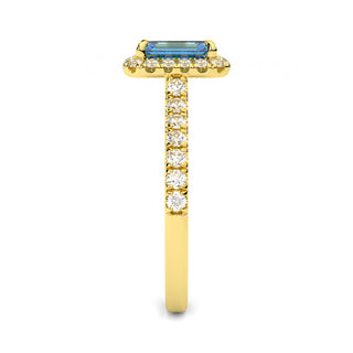 Bague Odéon Diamants Bleu Taille Emeraude