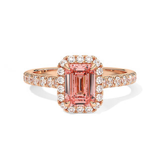 Bague Odéon Diamants Rose Taille Emeraude