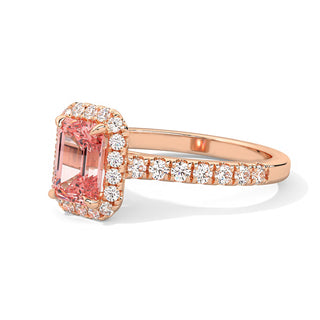 Bague Odéon Diamants Rose Taille Emeraude