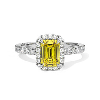 Bague Odéon Diamants Jaune Taille Emeraude