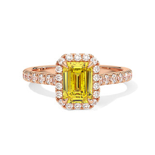 Bague Odéon Diamants Jaune Taille Emeraude