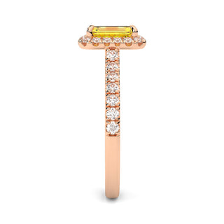 Bague Odéon Diamants Jaune Taille Emeraude