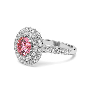 BAGUE ODEON DOUBLE HALO ROND DIAMANT ROSE