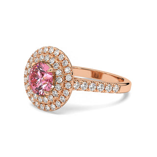 BAGUE ODEON DOUBLE HALO ROND DIAMANT ROSE