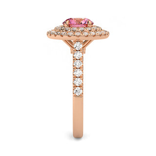 BAGUE ODEON DOUBLE HALO ROND DIAMANT ROSE