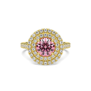 BAGUE ODEON DOUBLE HALO ROND DIAMANT ROSE