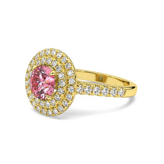 BAGUE ODEON DOUBLE HALO ROND DIAMANT ROSE