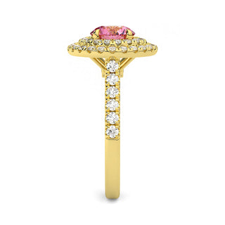 BAGUE ODEON DOUBLE HALO ROND DIAMANT ROSE