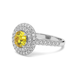 BAGUE ODEON DOUBLE HALO ROND DIAMANT JAUNE