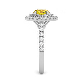 BAGUE ODEON DOUBLE HALO ROND DIAMANT JAUNE