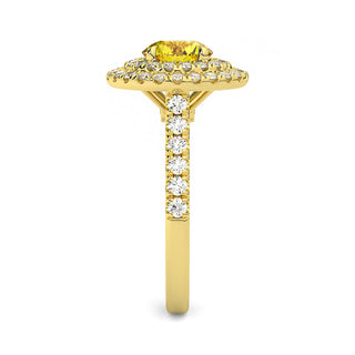BAGUE ODEON DOUBLE HALO ROND DIAMANT JAUNE