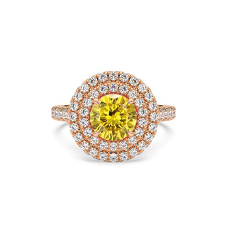 BAGUE ODEON DOUBLE HALO ROND DIAMANT JAUNE