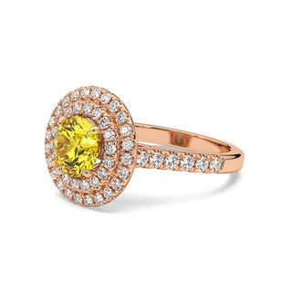 BAGUE ODEON DOUBLE HALO ROND DIAMANT JAUNE