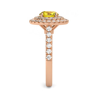 BAGUE ODEON DOUBLE HALO ROND DIAMANT JAUNE