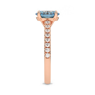 Bague Vendôme Diamant Bleu Ovale, diamant de laboratoire bleu, or rose 18 carats — Maison Laveran Paris