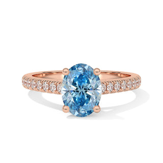 Bague Vendôme Diamant Bleu Ovale, diamant de laboratoire bleu, or rose 18 carats — Maison Laveran Paris