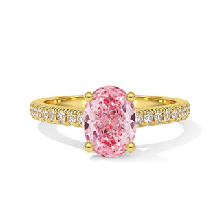 Bague Vendôme Diamant Rose Ovale, diamant de laboratoire rose, or jaune 18 carats — Maison Laveran Paris