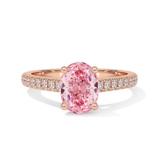 Bague Vendôme Diamant Rose Ovale, diamant de laboratoire rose, or rose 18 carats — Maison Laveran Paris