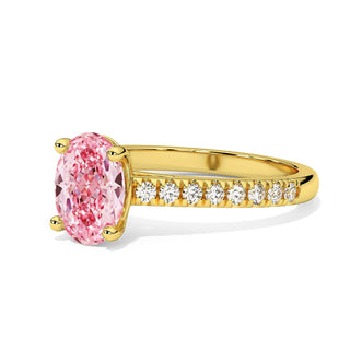 Bague Vendôme Diamant Rose Ovale, diamant de laboratoire rose, or jaune 18 carats — Maison Laveran Paris