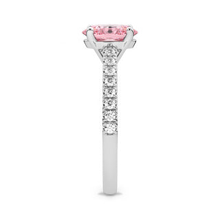 Bague Vendôme Diamant Rose Ovale, diamant de laboratoire rose, or blanc 18 carats ou platine 950 — Maison Laveran Paris