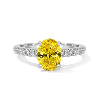 Bague Vendôme Diamant Jaune Ovale, diamant de laboratoire jaune, or blanc 18 carats ou platine 950 — Maison Laveran Paris
