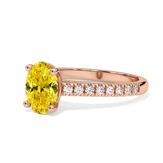 Bague Vendôme Diamant Jaune Ovale, diamant de laboratoire jaune, or rose 18 carats — Maison Laveran Paris