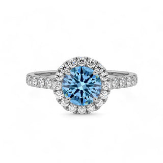 Bague Odéon Diamants Bleu Rond