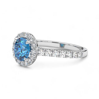 Bague Odéon Diamants Bleu Rond
