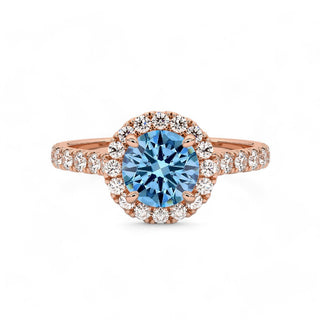 Bague Odéon Diamants Bleu Rond