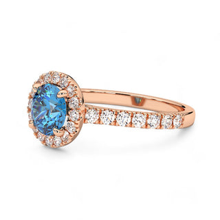Bague Odéon Diamants Bleu Rond
