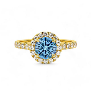 Bague Odéon Diamants Bleu Rond