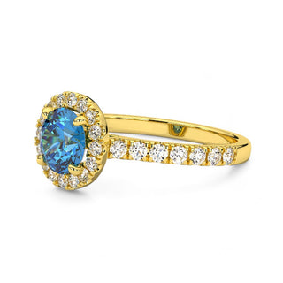 Bague Odéon Diamants Bleu Rond