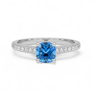 Bague Montaigne Diamant Bleu Coussin