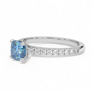 Bague Montaigne Diamant Bleu Coussin