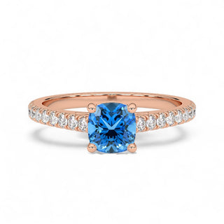 Bague Montaigne Diamant Bleu Coussin