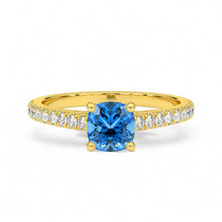 Bague Montaigne Diamant Bleu Coussin