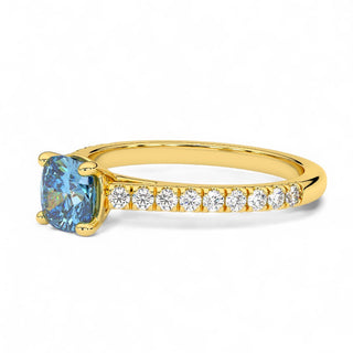 Bague Montaigne Diamant Bleu Coussin