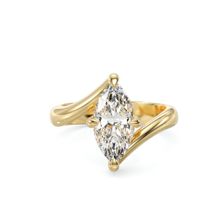 Solitaire Marquise Élysée, diamant de laboratoire taille marquise, or jaune 18 carats — Maison Laveran Paris