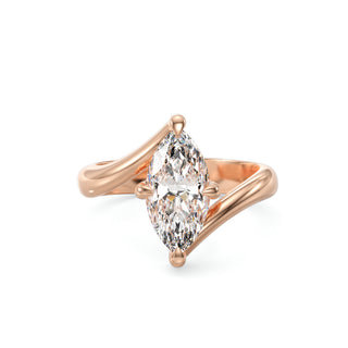 Solitaire Marquise Élysée, diamant de laboratoire taille marquise, or rose 18 carats — Maison Laveran Paris