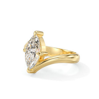 Solitaire Marquise Élysée, diamant de laboratoire taille marquise, or jaune 18 carats — Maison Laveran Paris