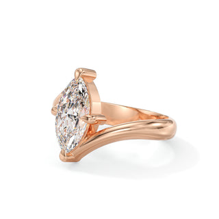 Solitaire Marquise Élysée, diamant de laboratoire taille marquise, or rose 18 carats — Maison Laveran Paris