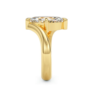 Solitaire Marquise Élysée, diamant de laboratoire taille marquise, or jaune 18 carats — Maison Laveran Paris